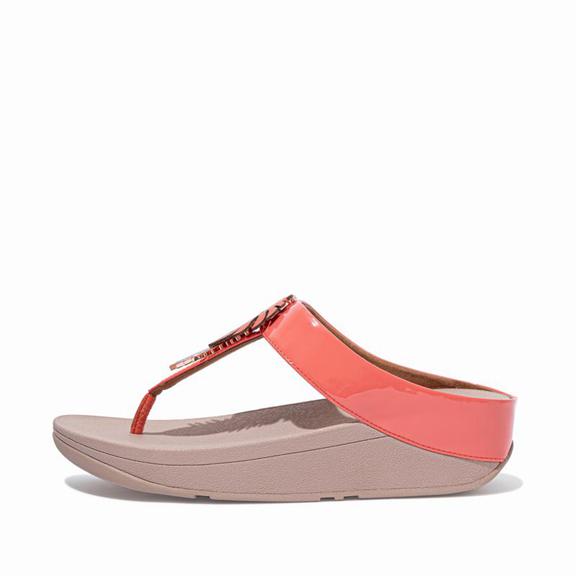 FitFlop Dámská Toe Post Sandály Koralove Růžové - FINO Faux Kůže CZ-986701